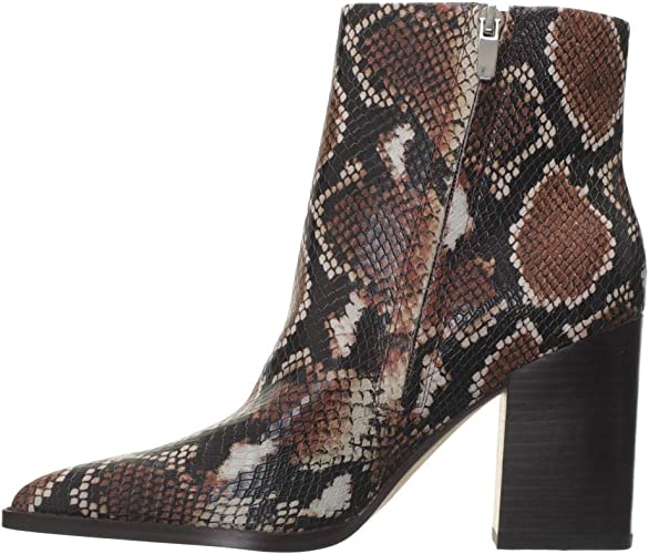 NINE WEST Womens Pointed Toe Heel Ankle Boots  Color Brown Snake Size 6M