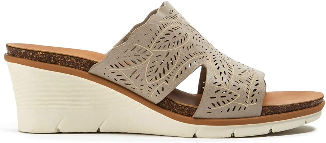 Baretraps Women's Barb Faux Leather Slide-On Wedges  Color Taupe Size 9.5M
