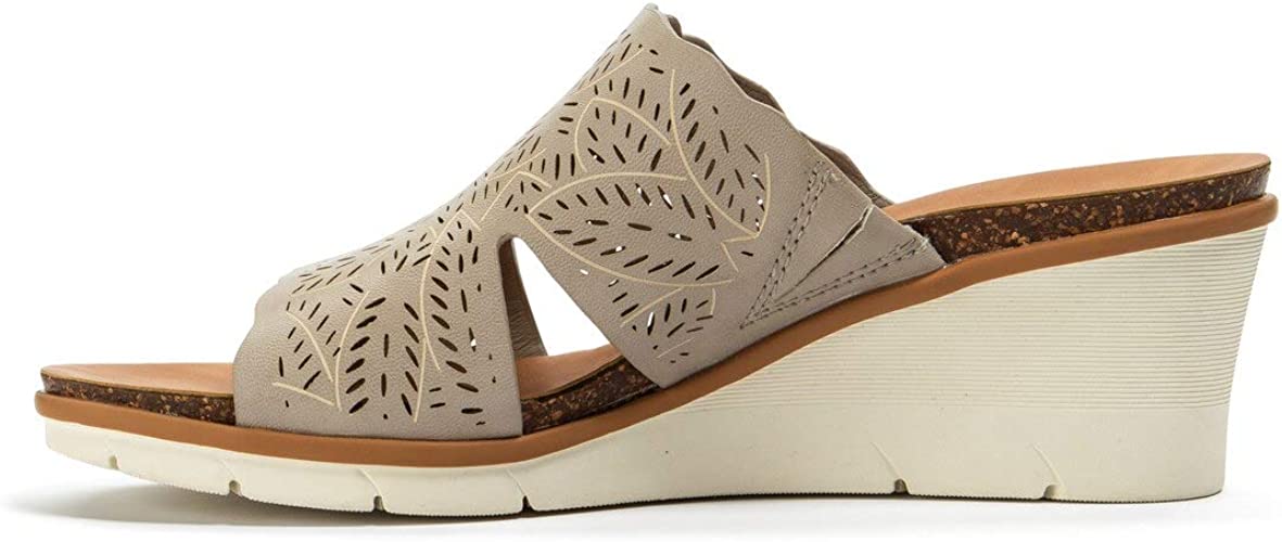 Baretraps Women's Barb Faux Leather Slide-On Wedges  Color Taupe Size 9.5M