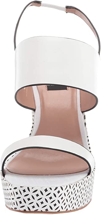 Zac Posen Women's Platform Sandal Cutout Leather Wrapped Wedge  Color White Leather