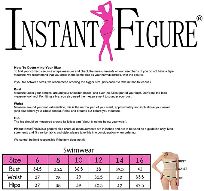 InstantFigure Women's Compression Shapewear Contrast Trim Tummy Control Padded One Piece  Color Black Size 14