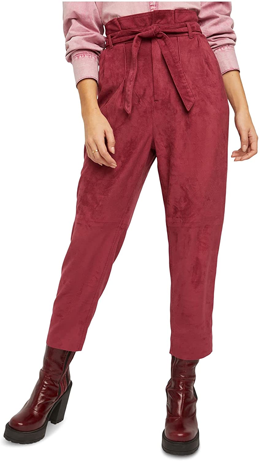 Free People Women’s Faux Suede Belted Cropped Pants   OB1231389