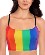 Salt + Cove Rainbow Cropped Scoop Neck Swimwear Top  Multicolor Size XS