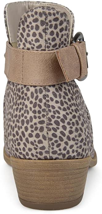 Brinley Co. Women’s Myra Faux Suede Stacked Heel Booties  Color Leopard Size 8M