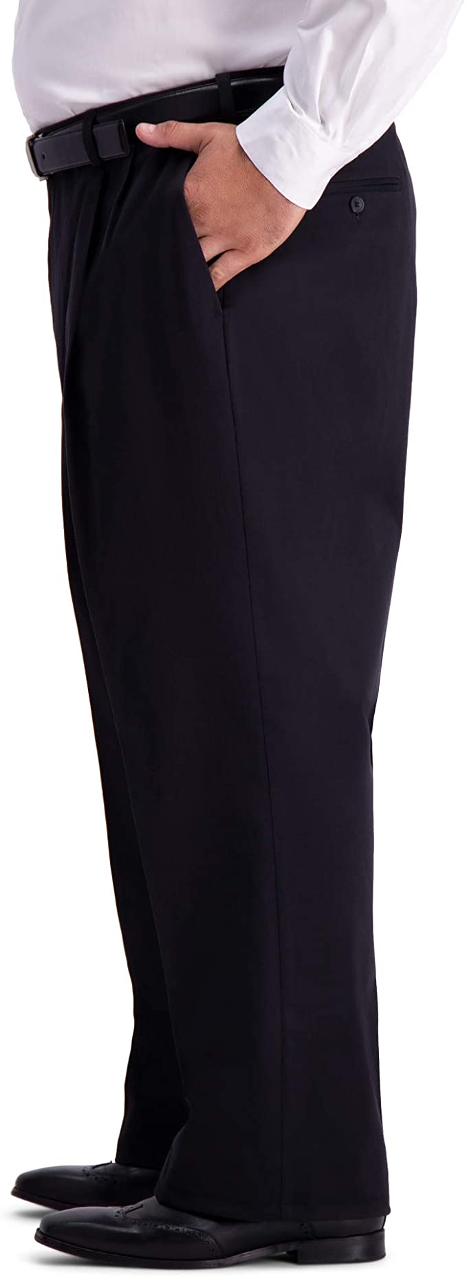 Haggar Men's B&T Work to Weekend Pro Relaxed Fit Pleat Front Pant  Size 48W x 30L