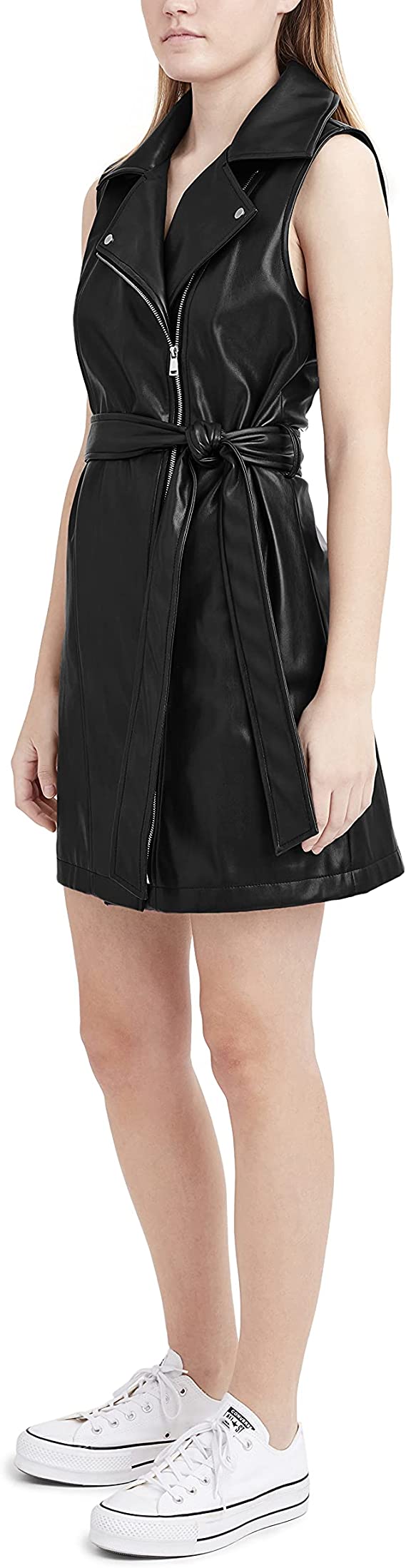 BCBGeneration Women's Vegan Leather Sleeveless Mini Dress  Color Black Size M