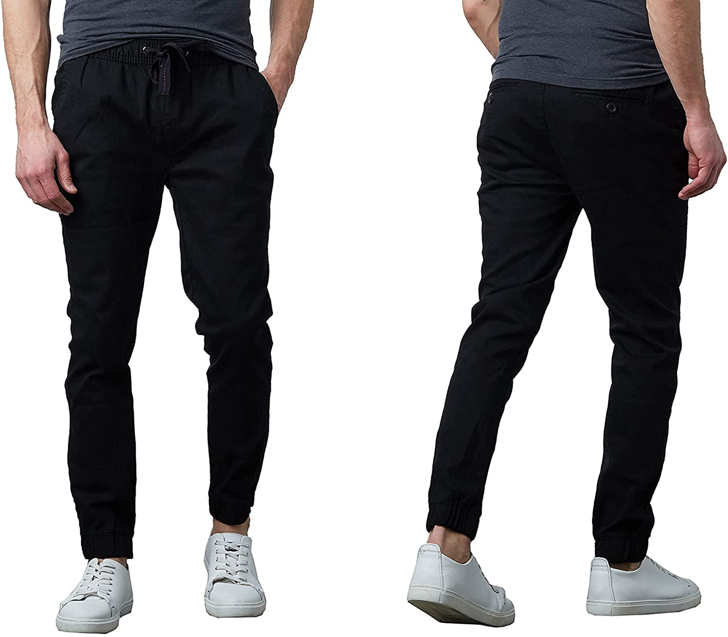 Galaxy by Harvic Men's Basic Stretch Twill Joggers  Color Black Size L