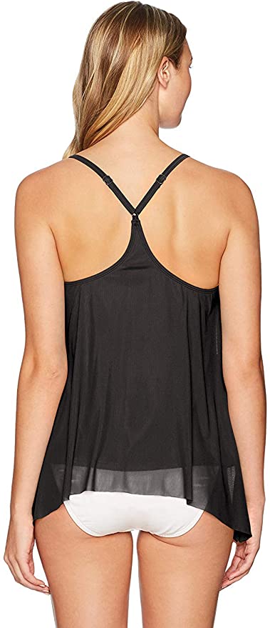 Coco Reef Women's Tankini Top Swimsuit with Mesh Layer Detail  Color Castaway Black Size 38D