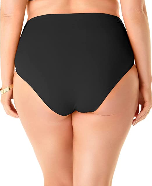 Anne Cole Plus Size High-Waist Bikini Bottoms  Color Black Noire Size 18W