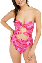 Hula Honey Women's Juniors Hana Tie-Dye Cut-Out One-Piece Swimsuit Size S