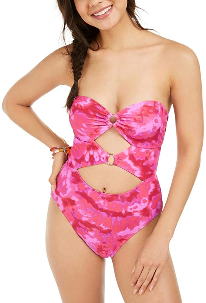 Hula Honey Women's Juniors Hana Tie-Dye Cut-Out One-Piece Swimsuit Size XL