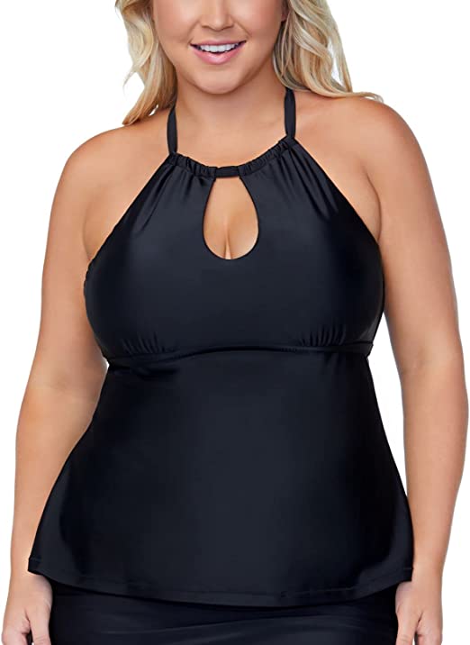 Raisins Curve Women's Plus Alicante Solids Rosalie Tankini Top  Black Size 14W