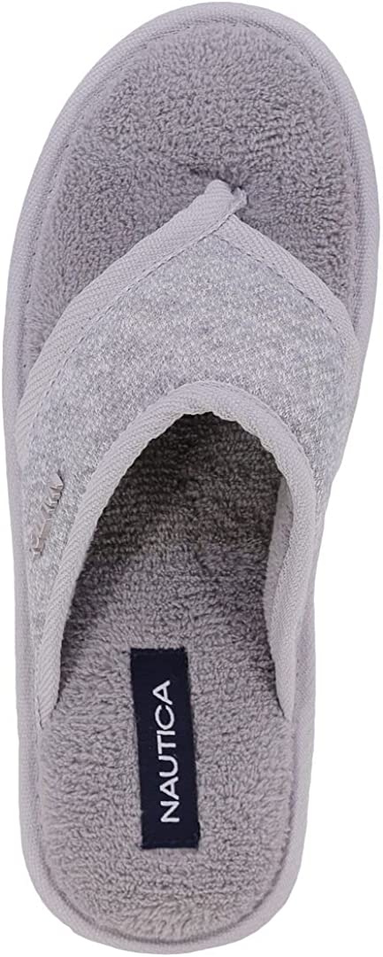 Nautica Womens Haji Plush Thong Slippers  Color Gray Size 8M