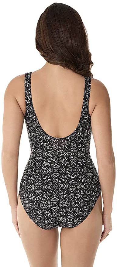 Miraclesuit Incan Treasure Criss Cross Escape Swimsuit  Black/White Size 16