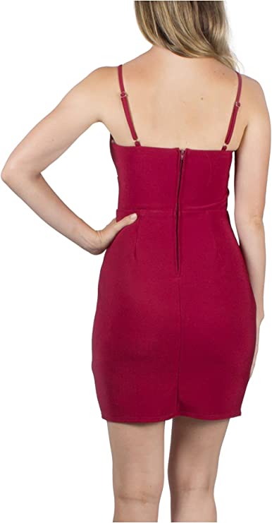 Crystal Doll Juniors Keyhole Bodycon Dress  Color Burgundy Size S