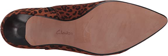 Clarks Women's Linvale Sea Ankle Boots  Color Dark Tan Leopard Suede Size 8M