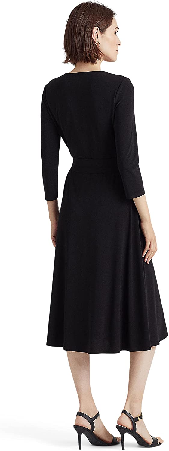 Lauren Ralph Lauren Jersey Midi Dress  Color Black Size 14