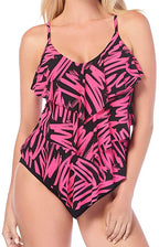 Magicsuit Women's Swimwear Rita Ruffle Soft Cup Tankini Top with Adjustable Straps Size 10