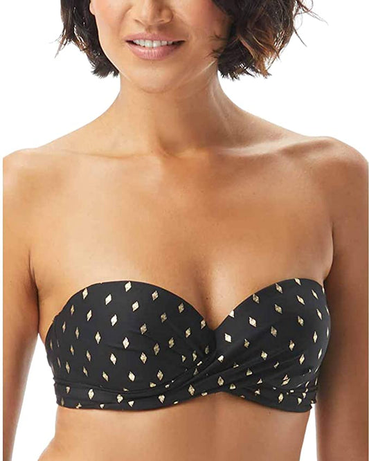 Coco Reef 5-Way Printed Underwire Bikini Top  Color Serengeti Black Size 36DD/38DD