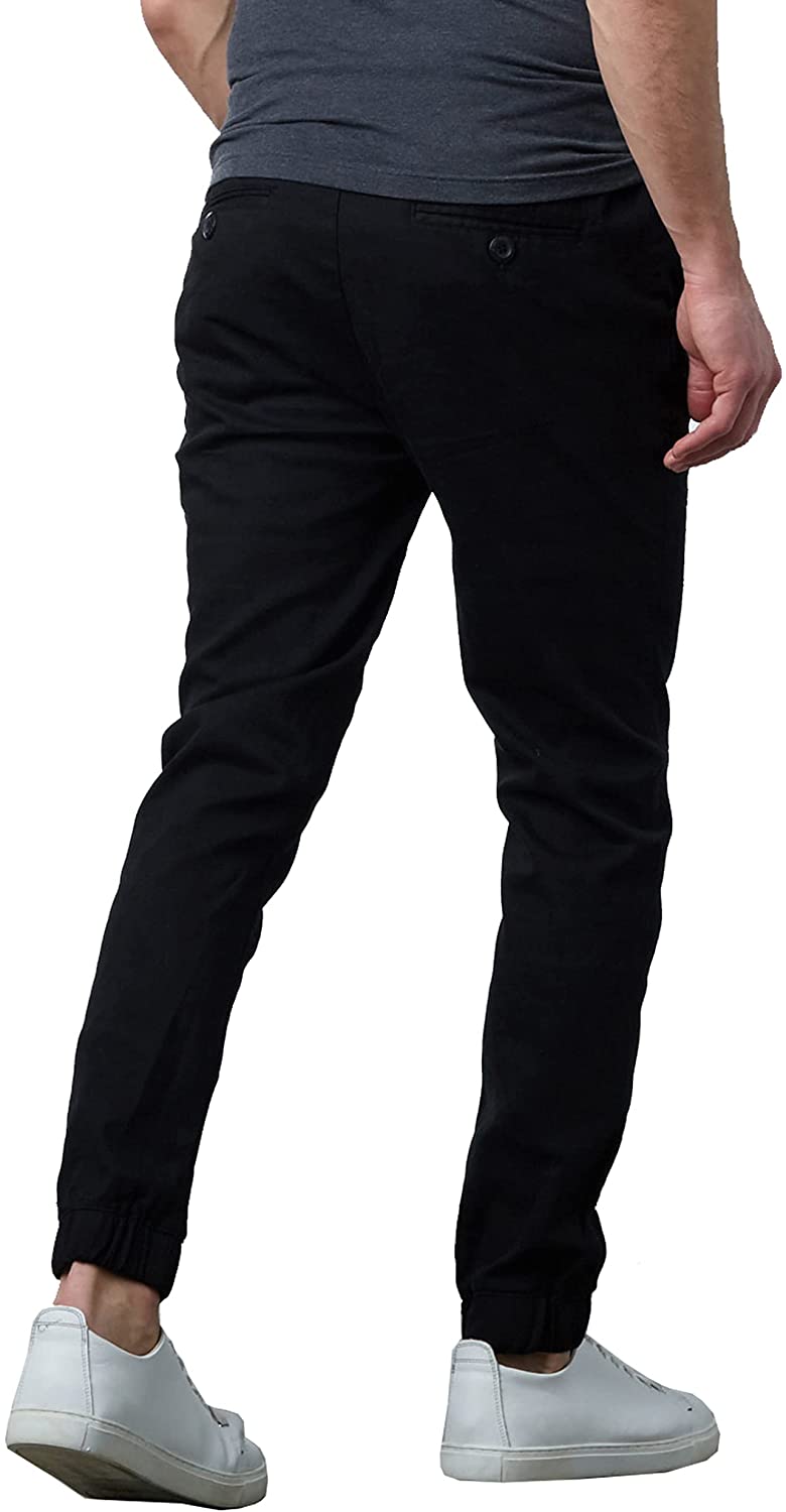 Galaxy by Harvic Men's Basic Stretch Twill Joggers  Color Black Size L