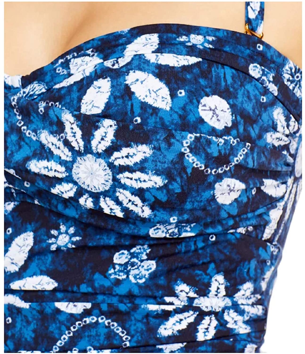 Bleu Rod Beattie Take A Dip Shirred Bandeau Mio One-Piece  Color Navy/Multi Size 10