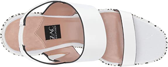Zac Posen Women's Platform Sandal Cutout Leather Wrapped Wedge  Color White Leather