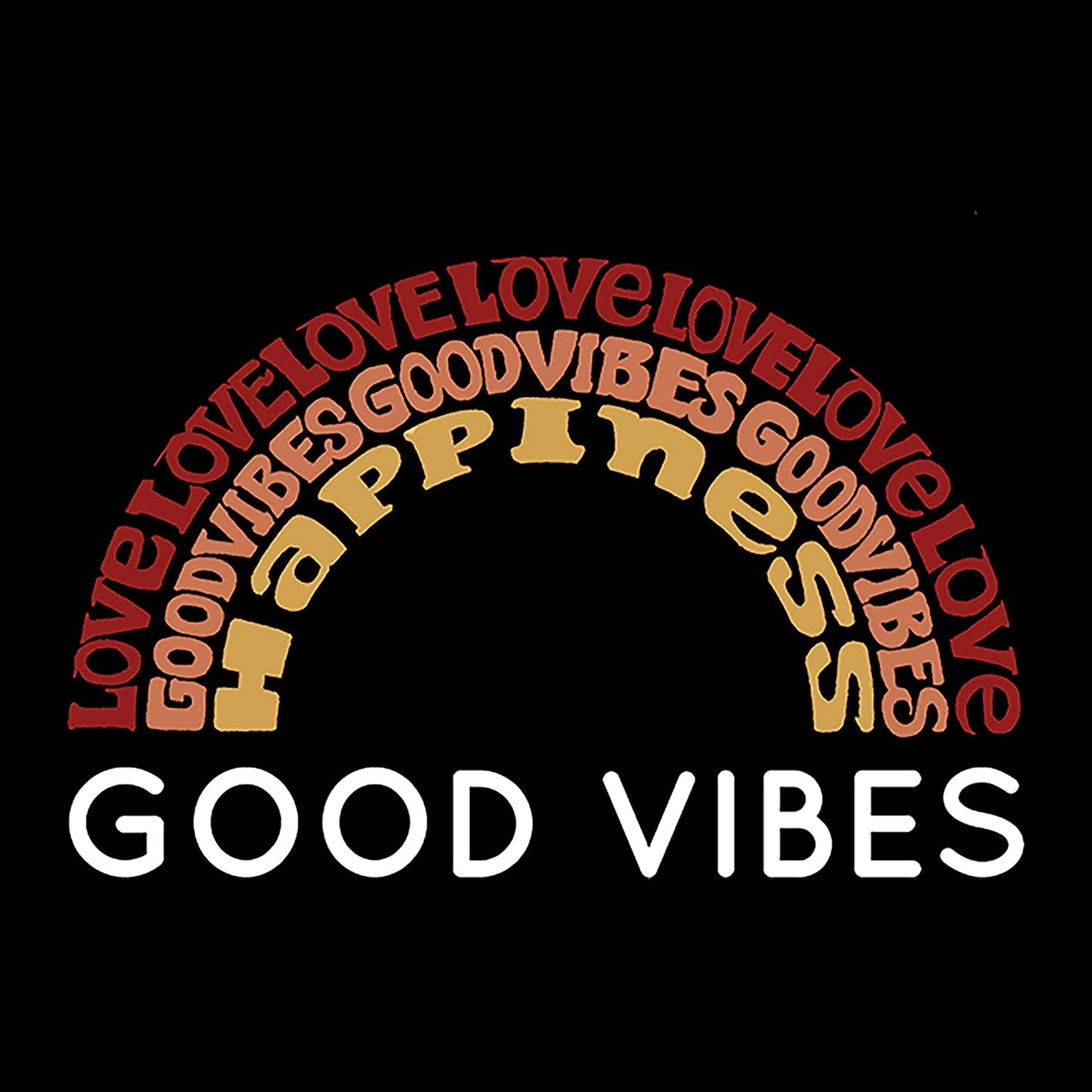 LA POP ART Women's Word Art V-Neck T-Shirt - Good Vibes  Color: Black Size M