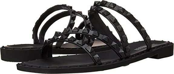 Steve Madden Womens Skyler-J Studded Flat Sandal  Color Jelly Black Size 8M