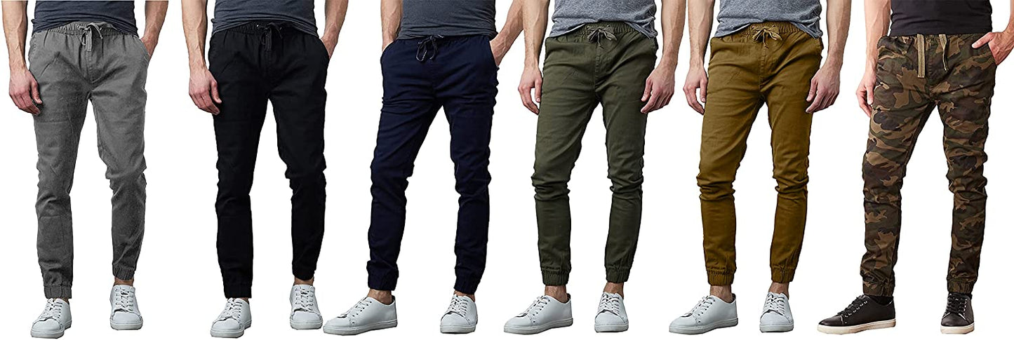 Galaxy by Harvic Men's Basic Stretch Twill Joggers  Color Black Size L