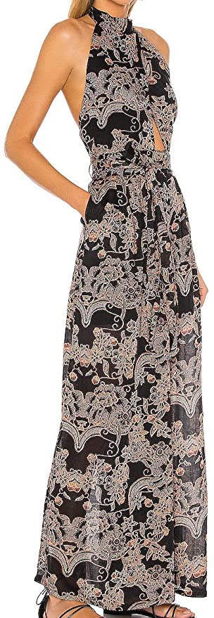 Free People Women's Kissing Sunlight Jumpsuit  Color Black Combo Size XS