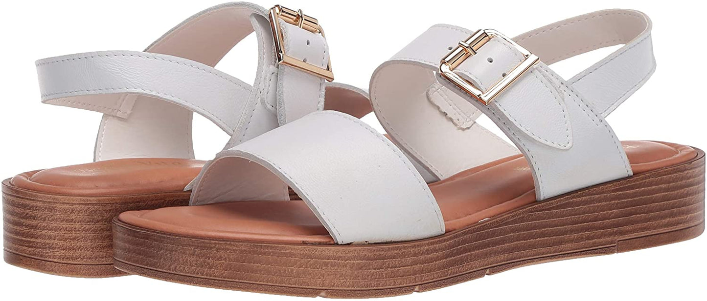 Bella Vita Women's Tay-Italy Wedge Sandal  Color White Leather Size 6.5WW