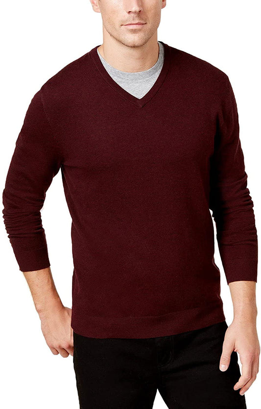 Alfani Men’s V-Neck Ribbed Trim Sweater  Color: Red Size XL