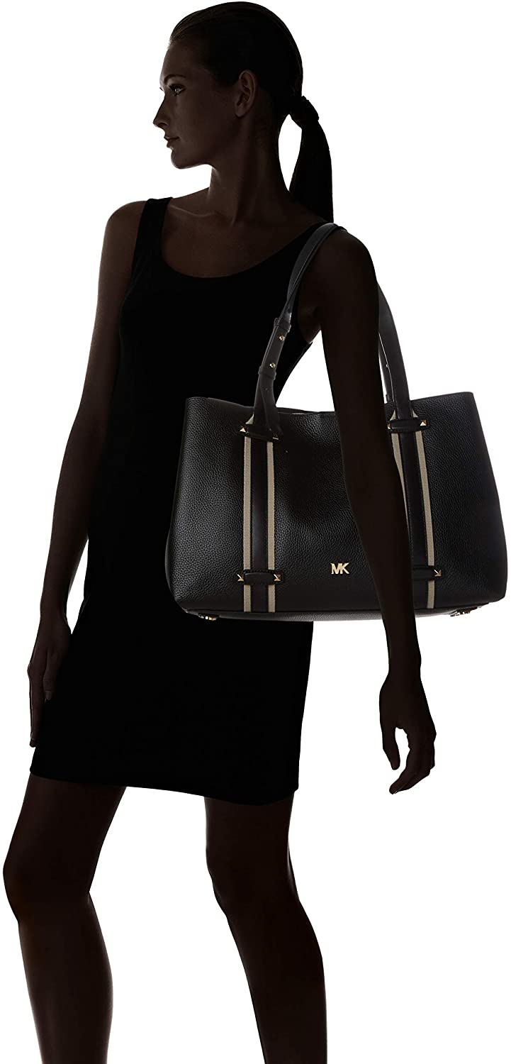 Michael Kors Raven Large Shoulder Tote  Style 30H6SRXE3L Black/Silver