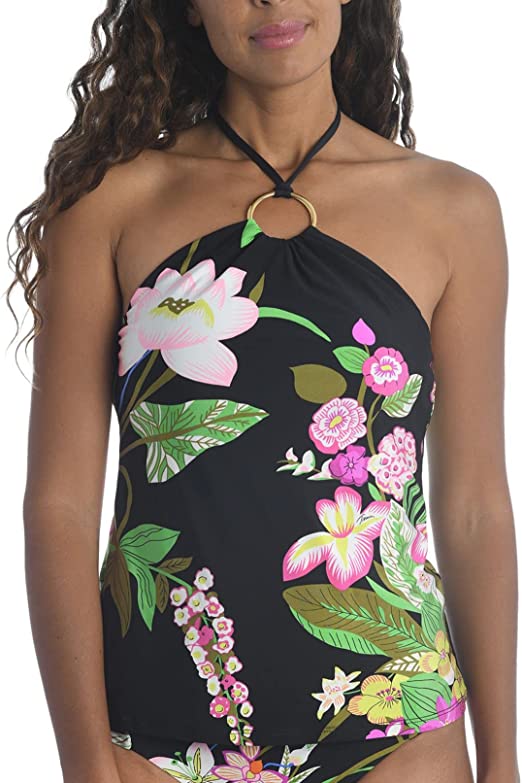 Trina Turk Standard Halter Bandeau Tankini Top  Color Multi/Moonlit Lotus Size 4