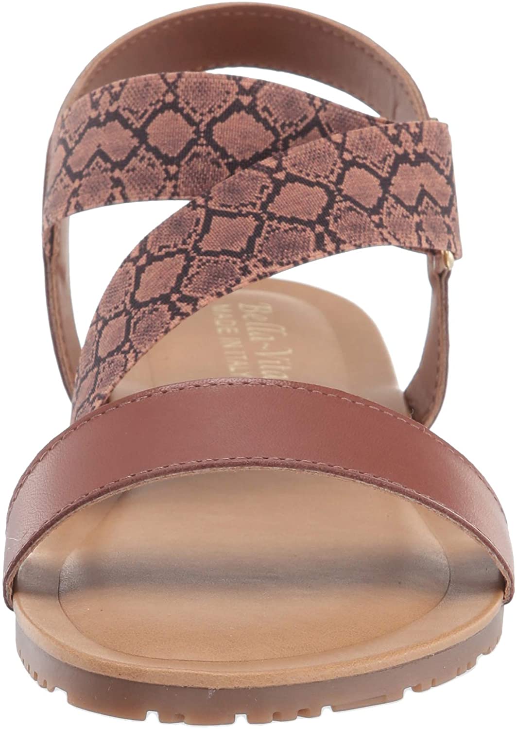 Bella Vita Women's Nev-Italy Flat Sandal  Color Tan Leather/Snake Size 6W