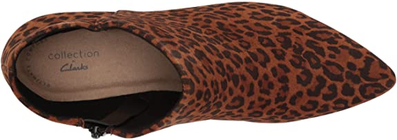 Clarks Women's Linvale Sea Ankle Boots  Color Dark Tan Leopard Suede Size 8M
