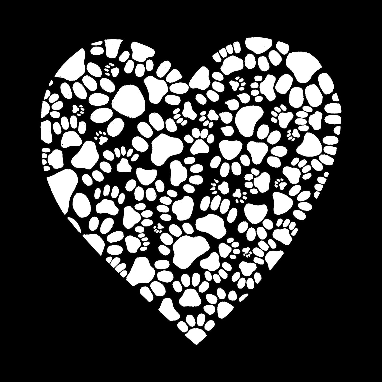 LA POP ART Women's Word Art V-Neck T-Shirt - Paw Prints Heart  Color Black Size S