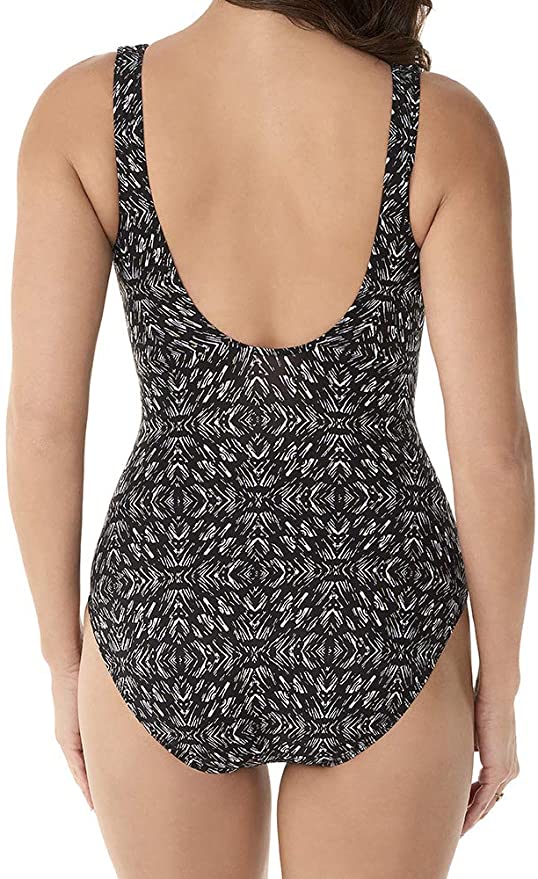 Miraclesuit Incan Treasure Criss Cross Escape Swimsuit  Black/White Size 16