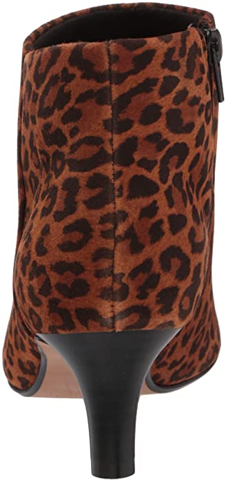 Clarks Women's Linvale Sea Ankle Boots  Color Dark Tan Leopard Suede Size 8M
