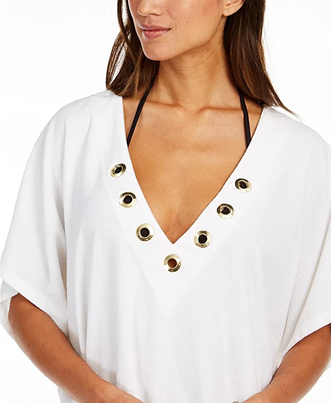 Michael Kors Grommet Tunic Swim Cover-Up  Color White Size M/L