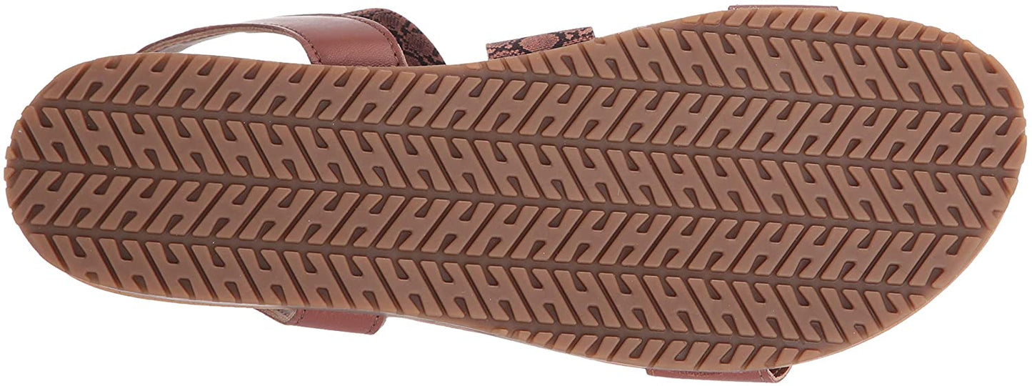 Bella Vita Women's Nev-Italy Flat Sandal  Color Tan Leather/Snake Size 6W