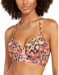 SUNDAZED Reptilia Simone Bra Sized Halter Bikini Top   Python Multi Size 32D