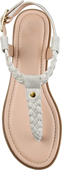 Brinley Co. Womens Braided T-Strap Sandal  Color Grey Size 7M