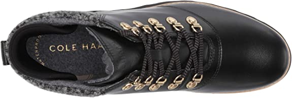 Cole Haan Women's Nantucket Rugged Waterproof Hiker Bootie Hiking Boot  Color Black Wp Leather/Black Rustic Wool Size 7.5B