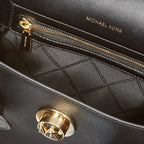 Michael Kors Carmen Small Flap Satchel Handbag Style 30S0GNMS1L Black/Gold