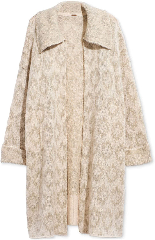 Free People Women's Like a Diamond Sweater Coat  Color Icy Diamond Combo Size S