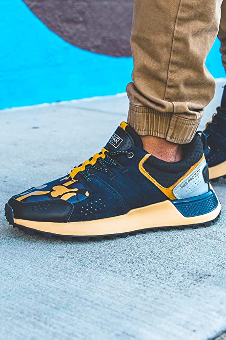 SNKR PROJECT Men’s Duane Sneaker  Color Navy Yellow Size 9.5M