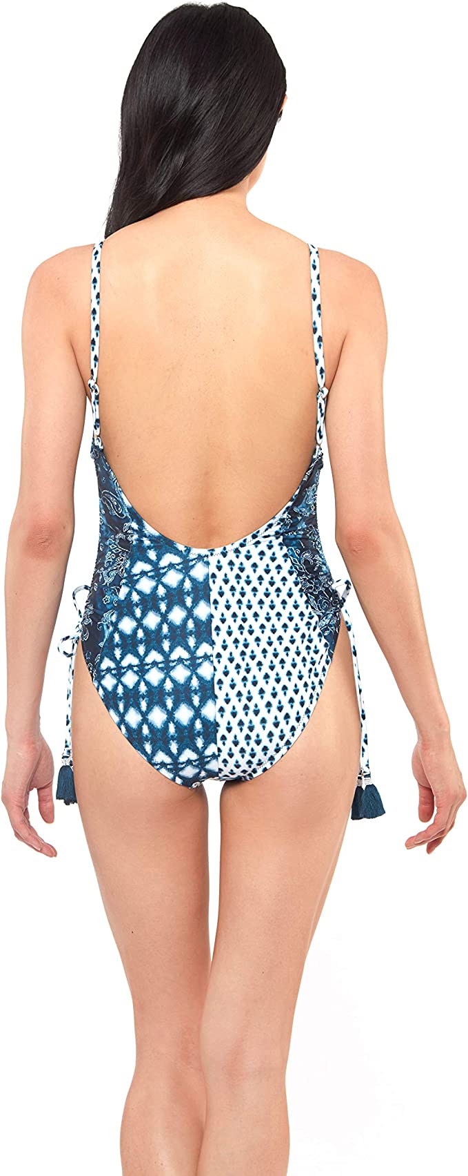 Jessica Simpson Womens Criss-Cross Plunging One-Piece Swimsuit  Color Dark Navy Size XL