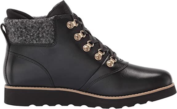 Cole Haan Women's Nantucket Rugged Waterproof Hiker Bootie Hiking Boot  Color Black Wp Leather/Black Rustic Wool Size 7.5B