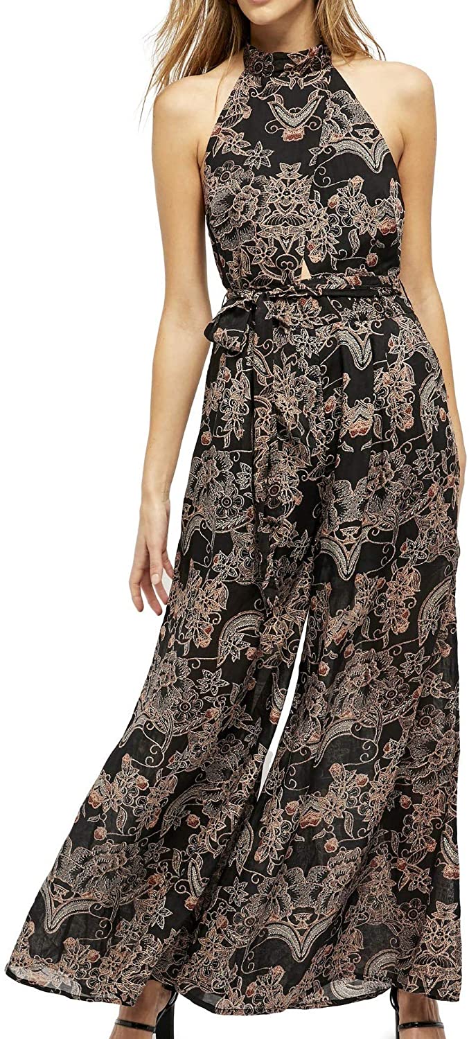 Free People Women's Kissing Sunlight Jumpsuit  Color Black Combo Size XS